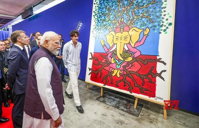 Modi, Macron view artworks of French artists who attended art residency in Jaipur