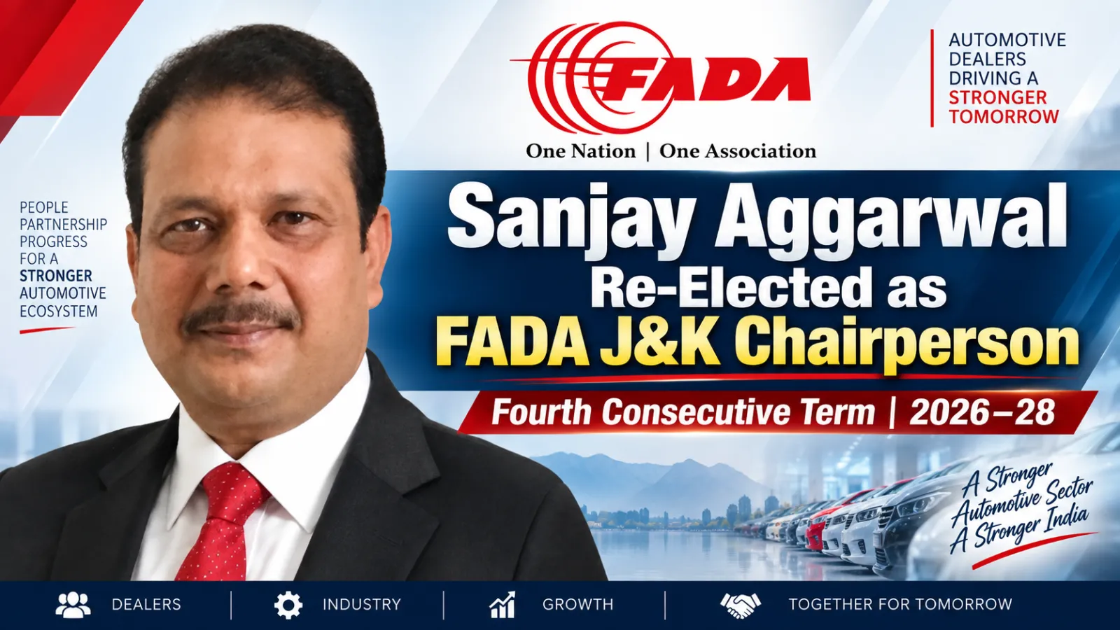 Sanjay Aggarwal Re-Elected as Chairperson of FADA J&K for Fourth Consecutive Term