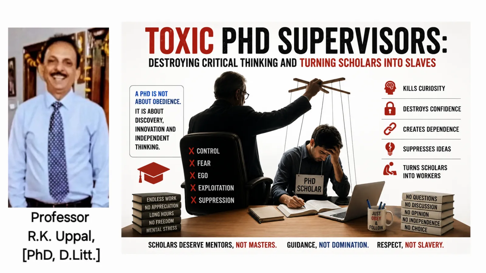 Toxic PhD Supervisors: Destroying Critical Thinking and Turning Scholars into Slaves