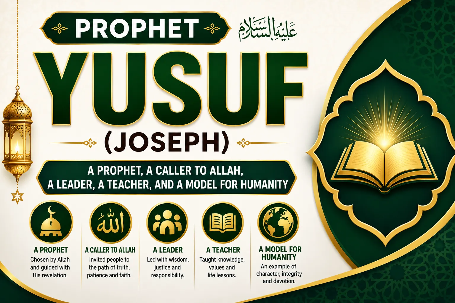 Prophet Yusuf (Joseph) عليه السلام: "A Prophet, A Caller to Allah, A Leader, A Teacher, and A Model for Humanity"