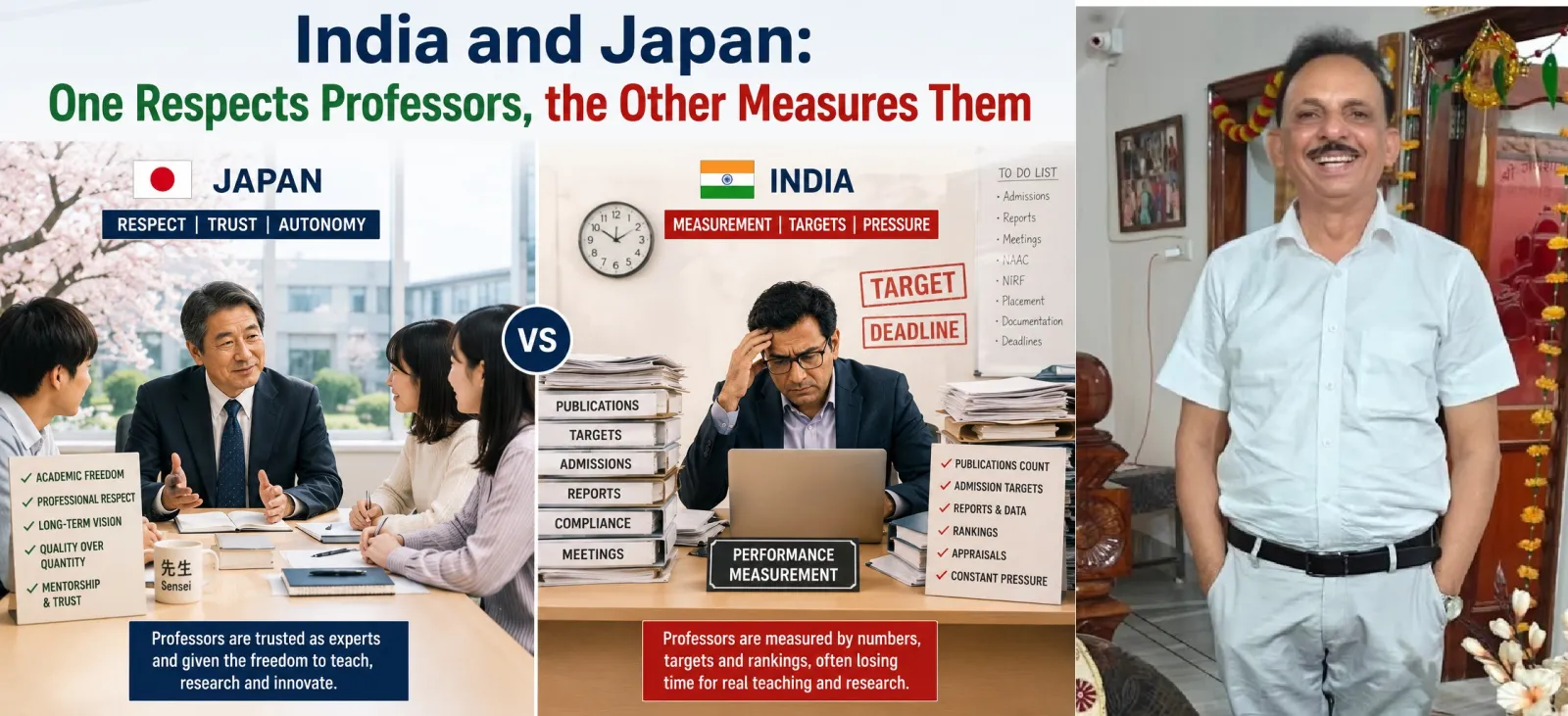 India and Japan: One Respects Professors, and the Other Measures Them