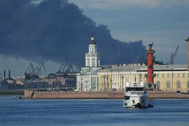 Ukrainian drones set fire to St Petersburg oil terminal ahead of Putin visit