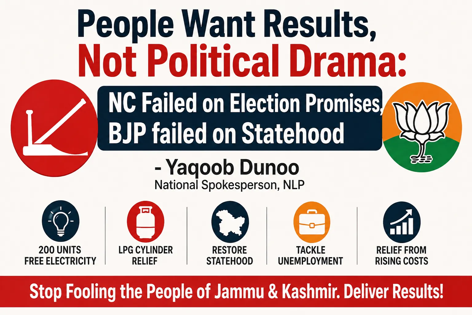 People Want Results, Not Political Drama: NC Failed on Election Promises, BJP failed on Statehood